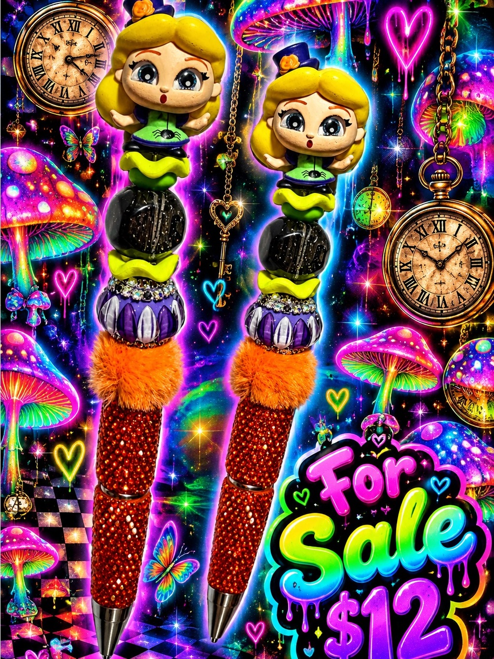 Colorful Character Pen Alice- Red, Orange, Purple, Green